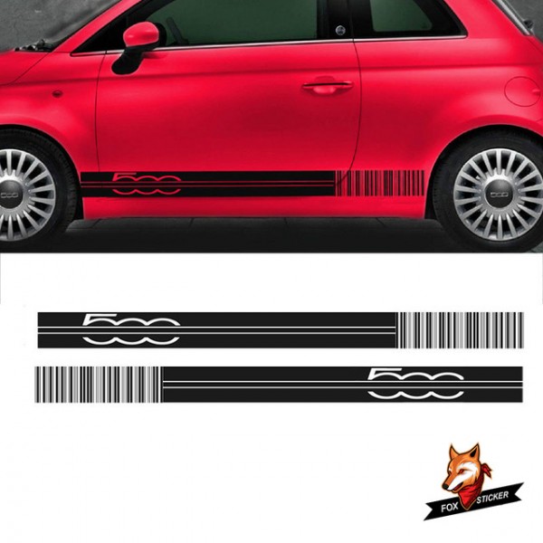 Customized Car Side Racing Stripes Decals Barcode/Tuning/Graphics Sticke Car Styling Car Accessories Car Decal for Fiat 500